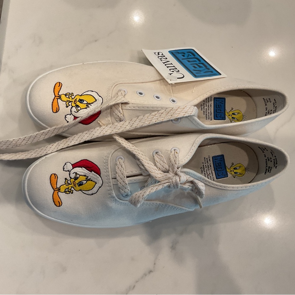 Keds White Sneakers with Tweety Bird Graphic NWT